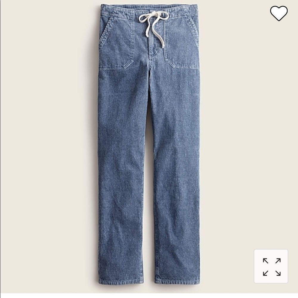 J.CREW PETITE TIE-WAIST CAMP PANT IN INDIGO-DYED CORDUROY-MEDIUM